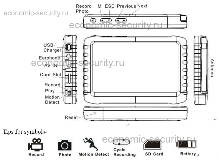 Портативный приемник монитор MonitorDVR 2.4GHz, 5.8 GHz Портативный приемник монитор MonitorDVR 2.4GHz, 5.8 GHz